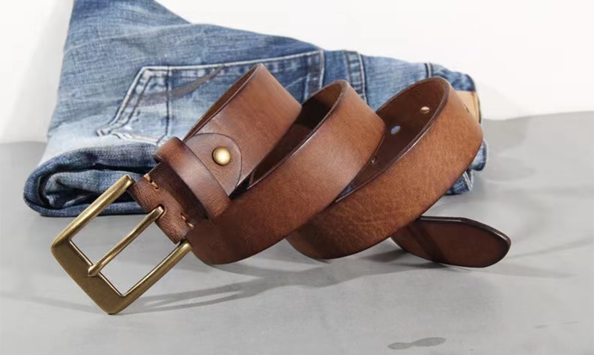Ceinture en cuir pleine fleur souple pour homme, modèle Enrico