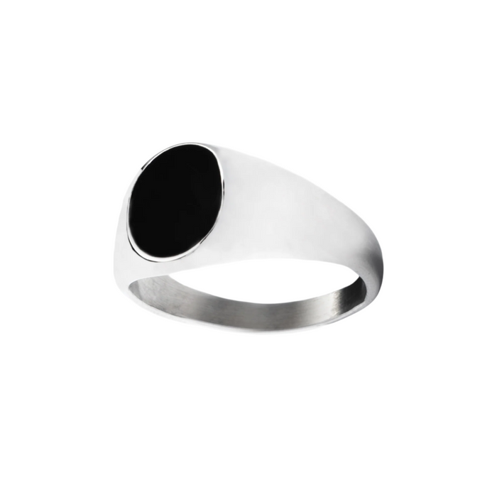 Silver Onyx Stone Signet Ring