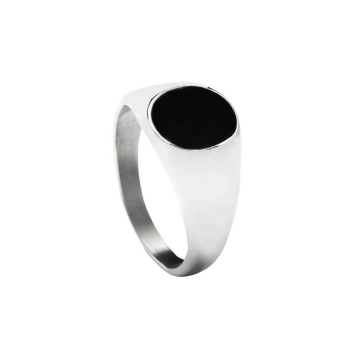 Silver Onyx Stone Signet Ring