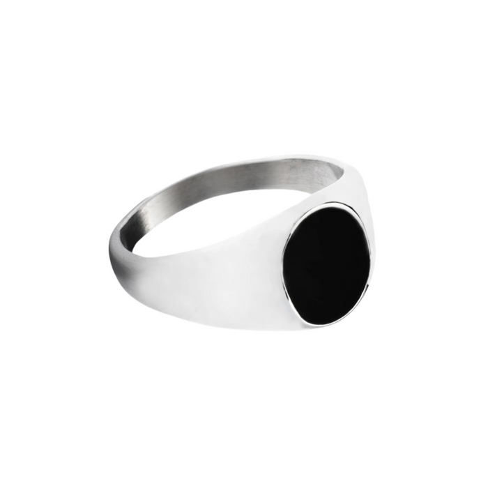 Silver Onyx Stone Signet Ring