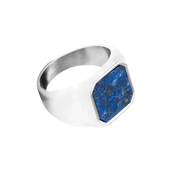 Silver Genuine Lapis Lazuli Stone Signet Ring