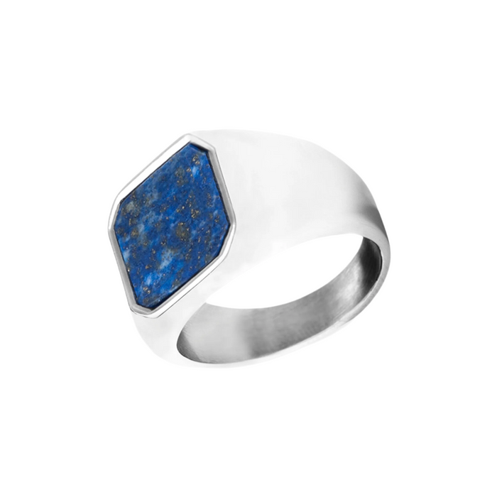 Silver Genuine Lapis Lazuli Stone Signet Ring