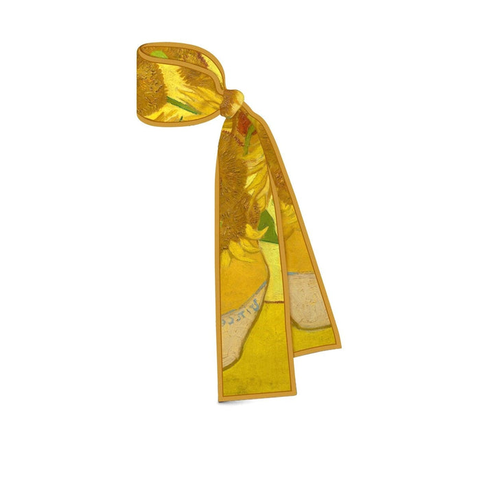 Starry Night Skinny Silk Scarf – Van Gogh Oil Painting Design