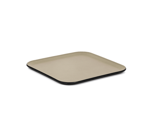 Minimalist Design Square Tray with Hand-Stitched Calfskin Leather