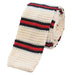 Square Knit Tie for Men Classy White with Stripes