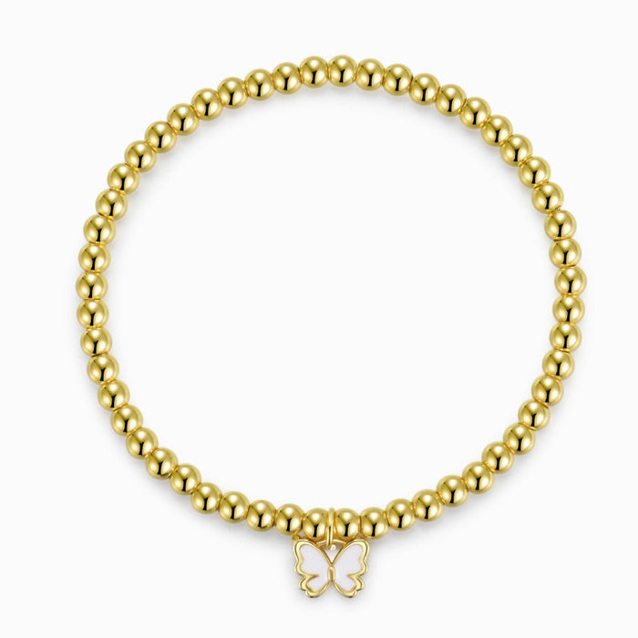 White Butterfly Gold Charm Bracelet