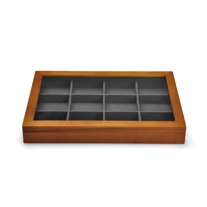Clear cover wood jewelry display tray