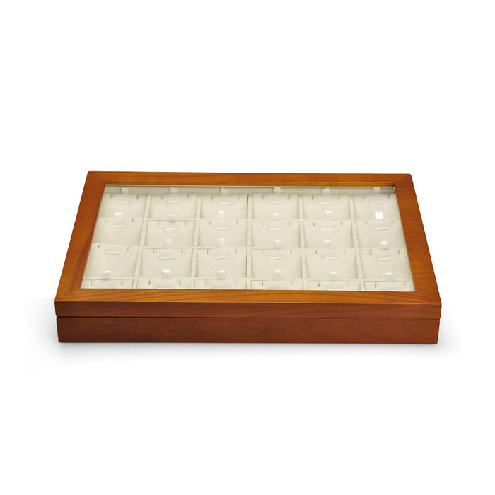 Wood jewelry organizer tray with transparent lid