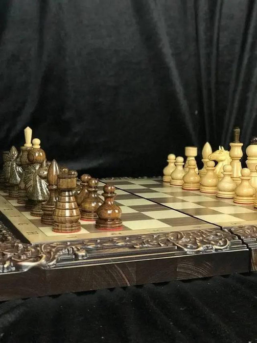 A Set Of Large Wooden Chess Pieces, Beautiful Chess Pieces