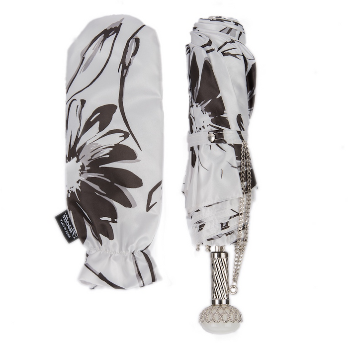 B&W Flowered Black & White Elegant Umbrella
