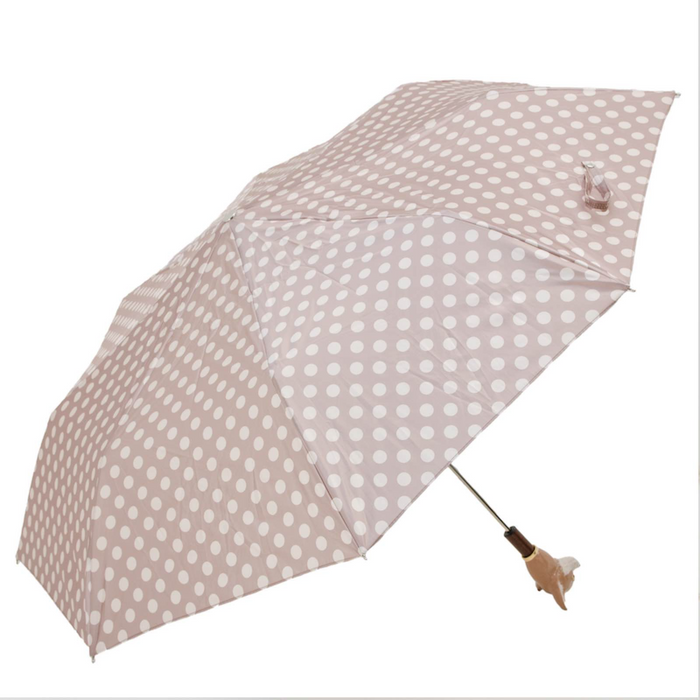 Pink Polka Dots Chihuahua Designer Folding Umbrella