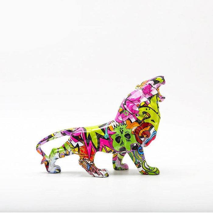 Nordic Painted Lion Statue