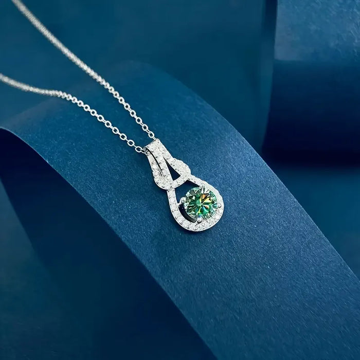 Elegant 1 Carat Moissanite Pendant Necklace – 925 Sterling Silver Luxury Jewelry for Women