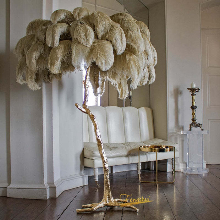 Elegant Feather-Inspired Floor Lamp with a Soft and Luxurious Design