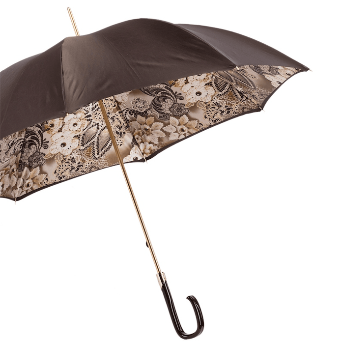 High-Quality Collectible Brown Flowered Double Cloth Umbrella for Women