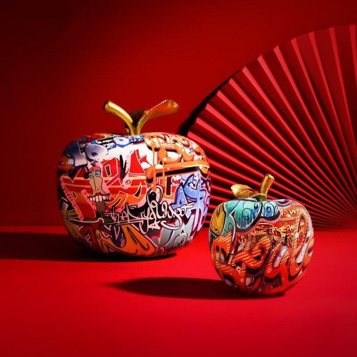 Abstract Painted Apple Sculpture