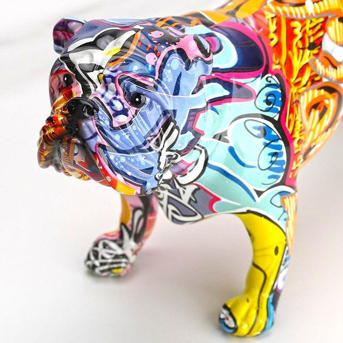 Abstract Painted Bulldog Statue