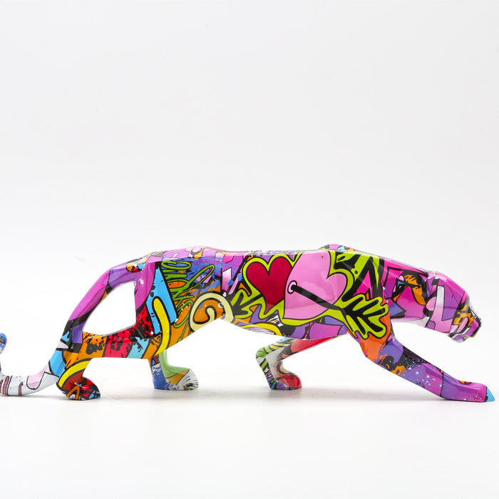 Abstract Painted Leopard Statue