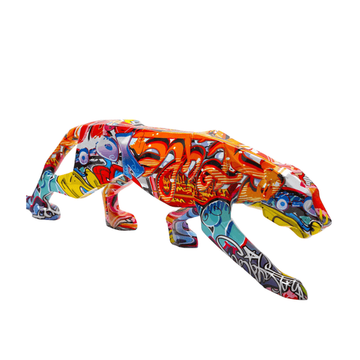 Abstract Painted Leopard Statue