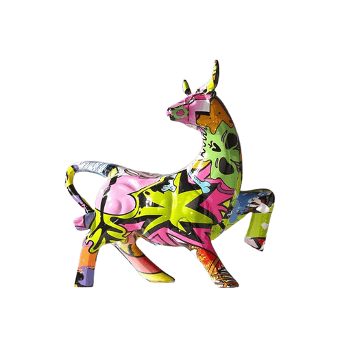 Abstract Painted Ox Sculpture