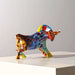 Abstract Painted Ox Sculpture