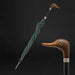 Acetate Handle Striped Green Umbrella with Duck Handle