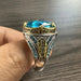 Handcrafted Vintage Turkish Ring with Blue Cubic Zirconia Stone
