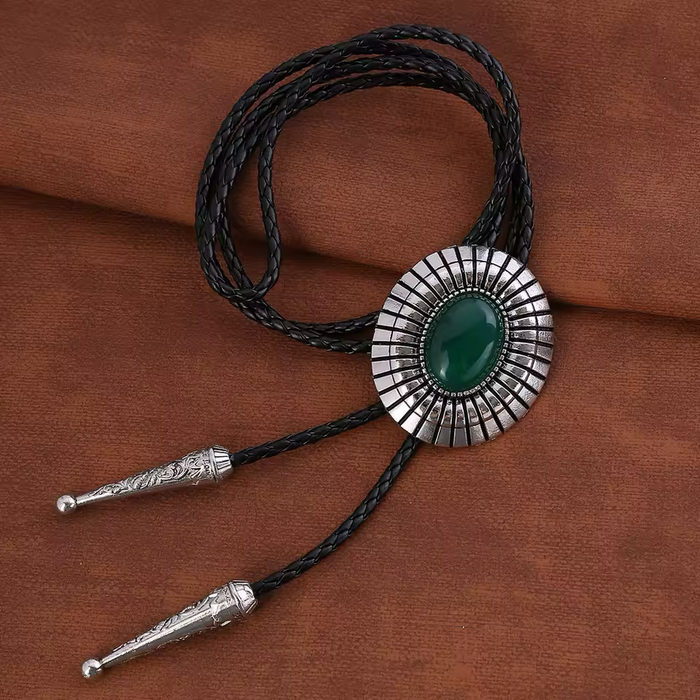 Blaue Bolo-Halskette für Herren, türkisfarbene Bolo-Krawatte, Gothic-Bolo