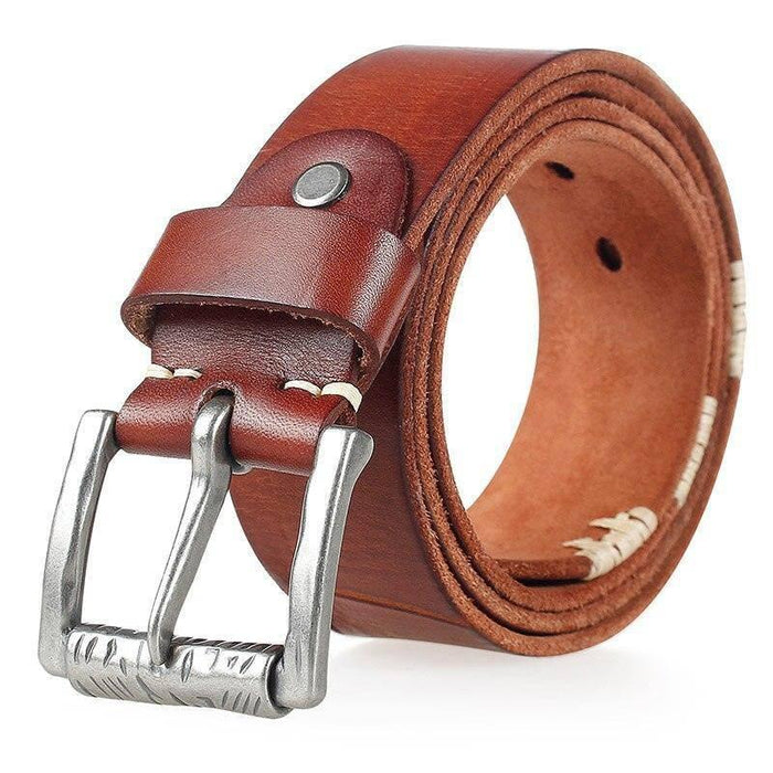 Aged and Raw Leather Belt, For Men, Luka Model