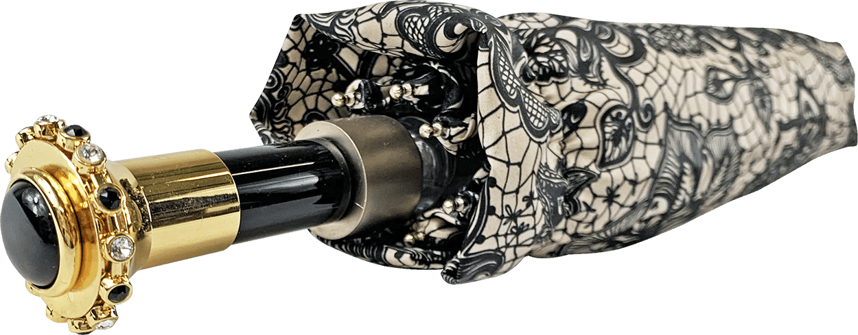 Amazing Folding Umbrella with Lace Effect Print Design