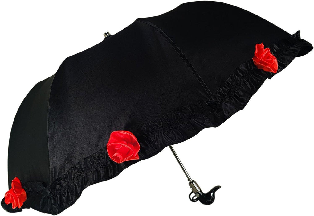 Amazing Frilly Black Folding Umbrella Parasol