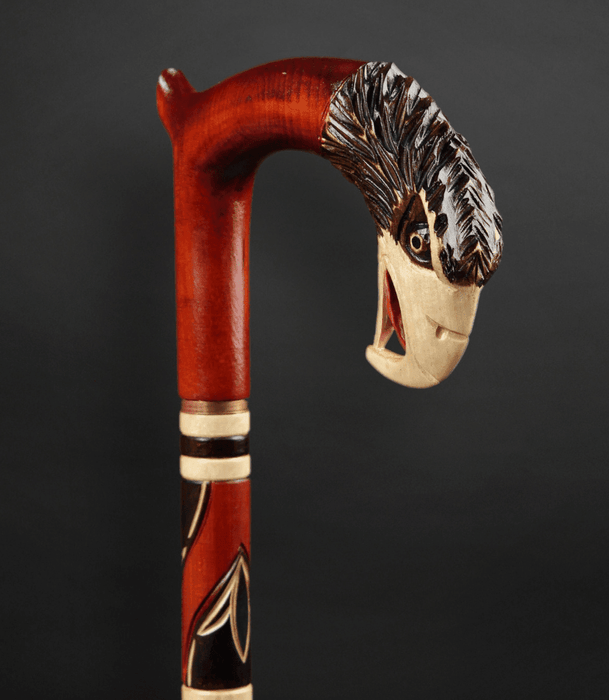 American Eagle Walking Cane Hand Carved - Handmade