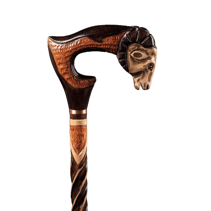 Animal Walking Cane Handle Ram Walking Stick Carved