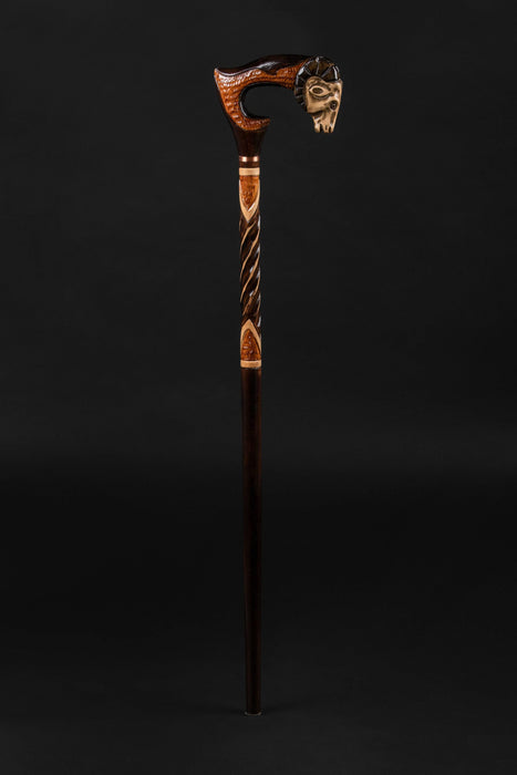 Animal Walking Cane Handle Ram Walking Stick Carved