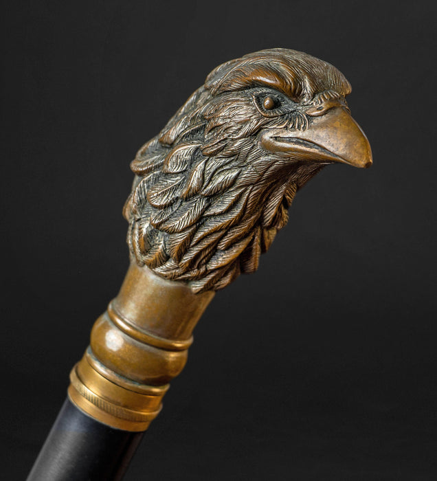 Antique Bronze Crow Walking Cane - Unique Style Jewelry Cane