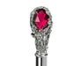 Antique Fancy Silver Walking Stick Red Gem