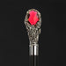 Antique Fancy Walking Stick Red Gem, Silver - Rare Red Gem