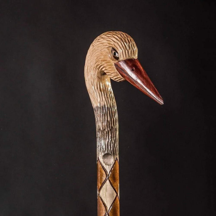 Art Aid Stork Walking Cane Hand Carved - Art Handcrafted