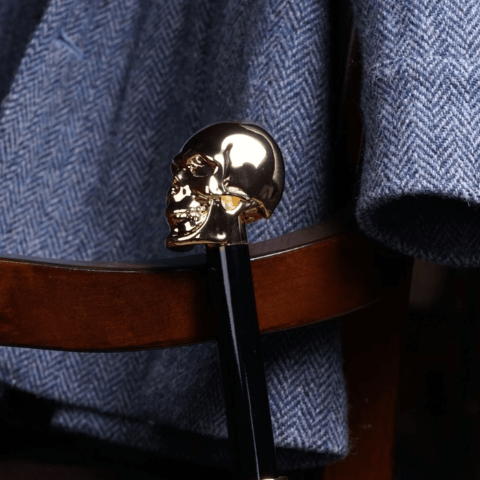 Art Black Skull Head Walking Stick, Designer Skull