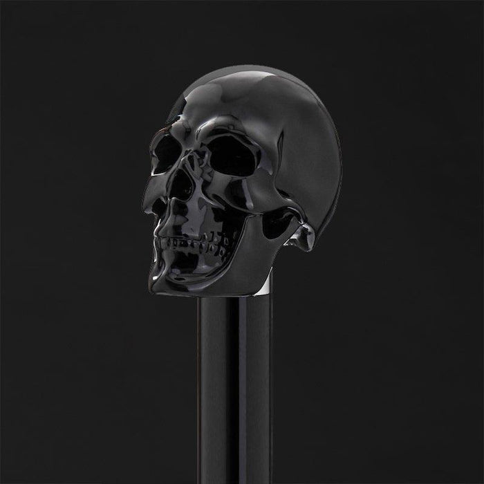 Art Black Skull Head Walking Stick, Designer Skull