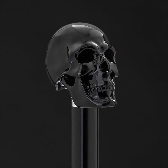 Art Black Skull Head Walking Stick, Designer Skull