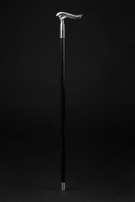 Art Deco Walking Stick Solid Silver Handle, Malacca Shaft