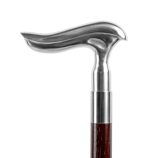 Art Deco Walking Stick Solid Silver Handle, Malacca Shaft - Artynov | Unique Handmade Accessories