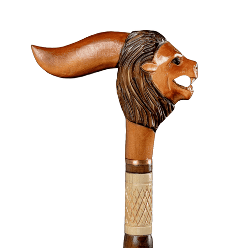 Art Unusual Walking Cane Hand Carved Lion Head Handcrafted