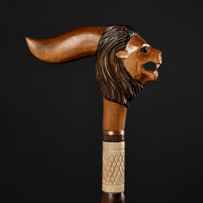 Art Unusual Walking Cane Hand Carved Lion Head Handcrafted