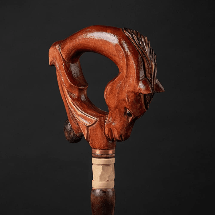 Hand Carved Horse Handle Walking Cane