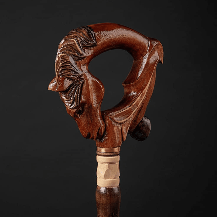 Hand Carved Horse Handle Walking Cane