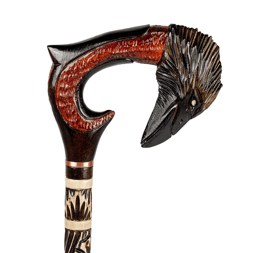 Raven Wooden Walking Cane Original Carved