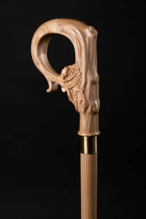 Mother Nature themed wooden walking cane for women