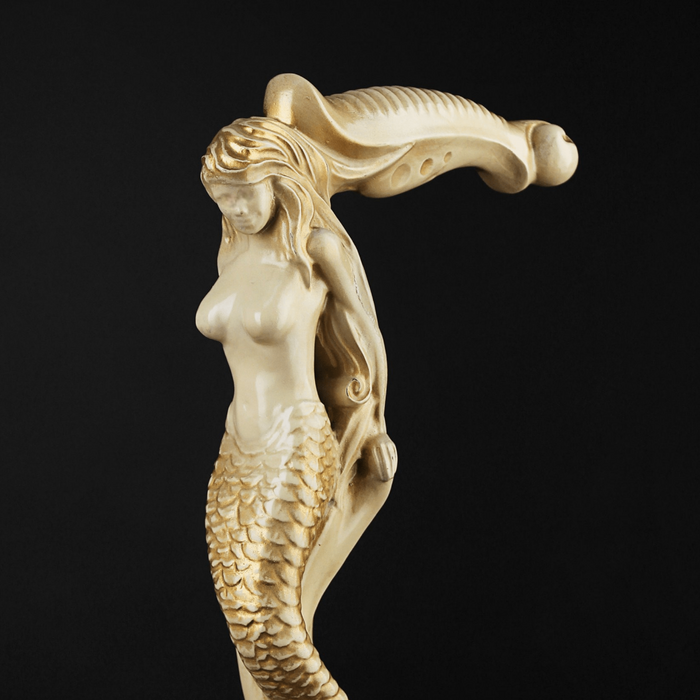 Vintage mermaid ivory walking stick